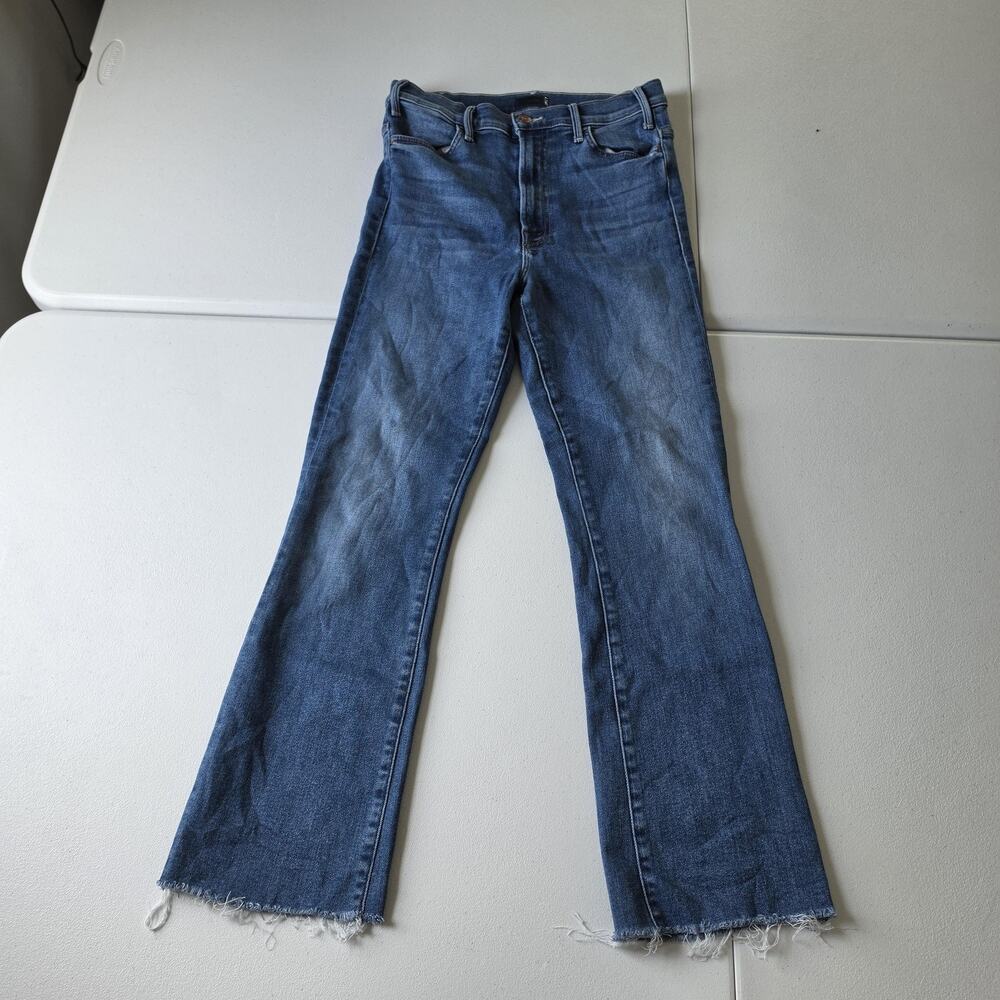 Mother Jeans Womens 28 Blue The Hustler Ankle Fray Flare Stretch Made USA